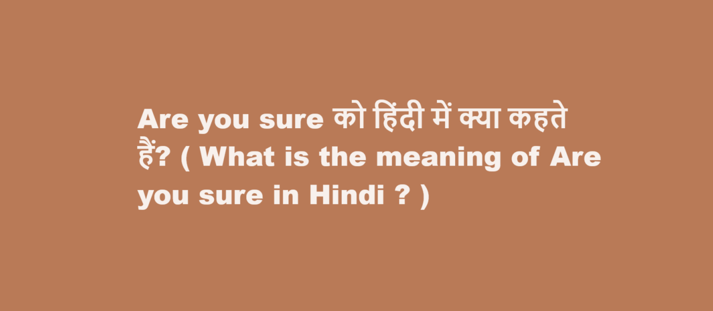 What is the meaning of Are you sure in Hindi