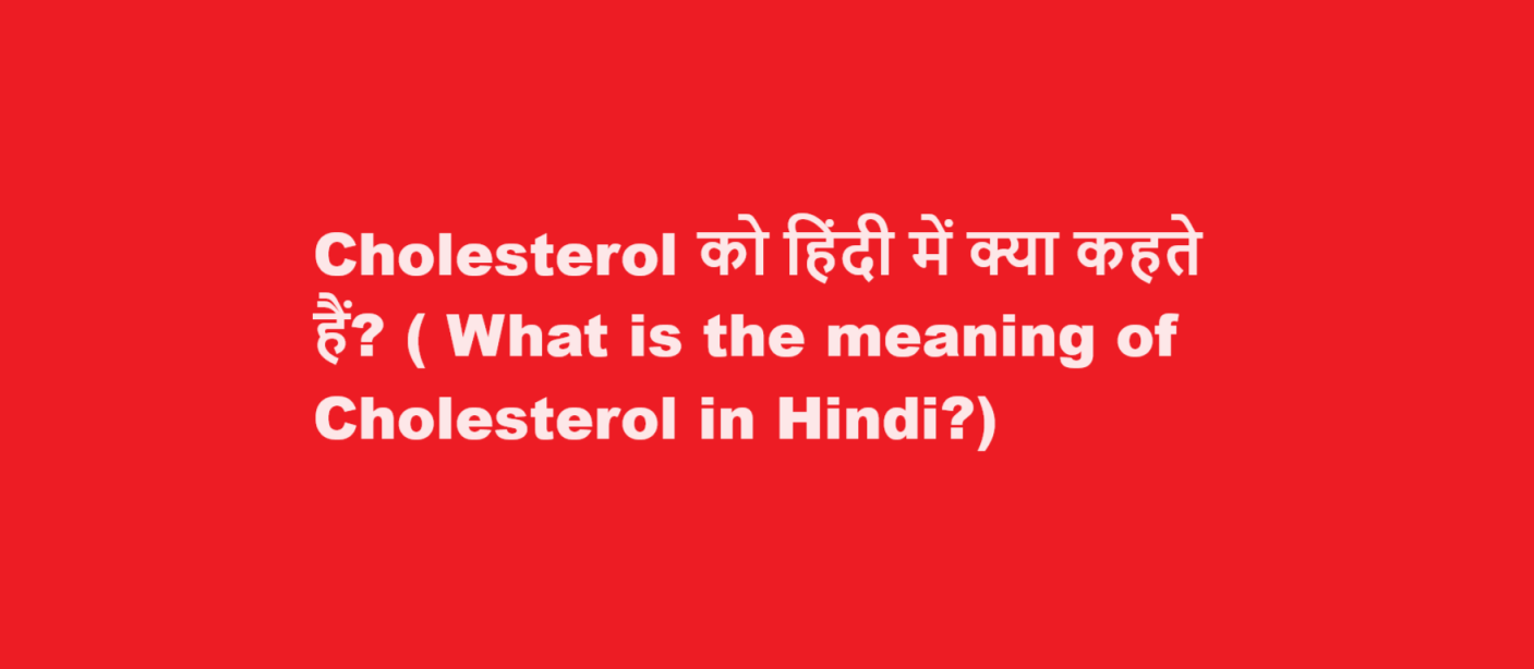 What is the meaning of Cholesterol in Hindi