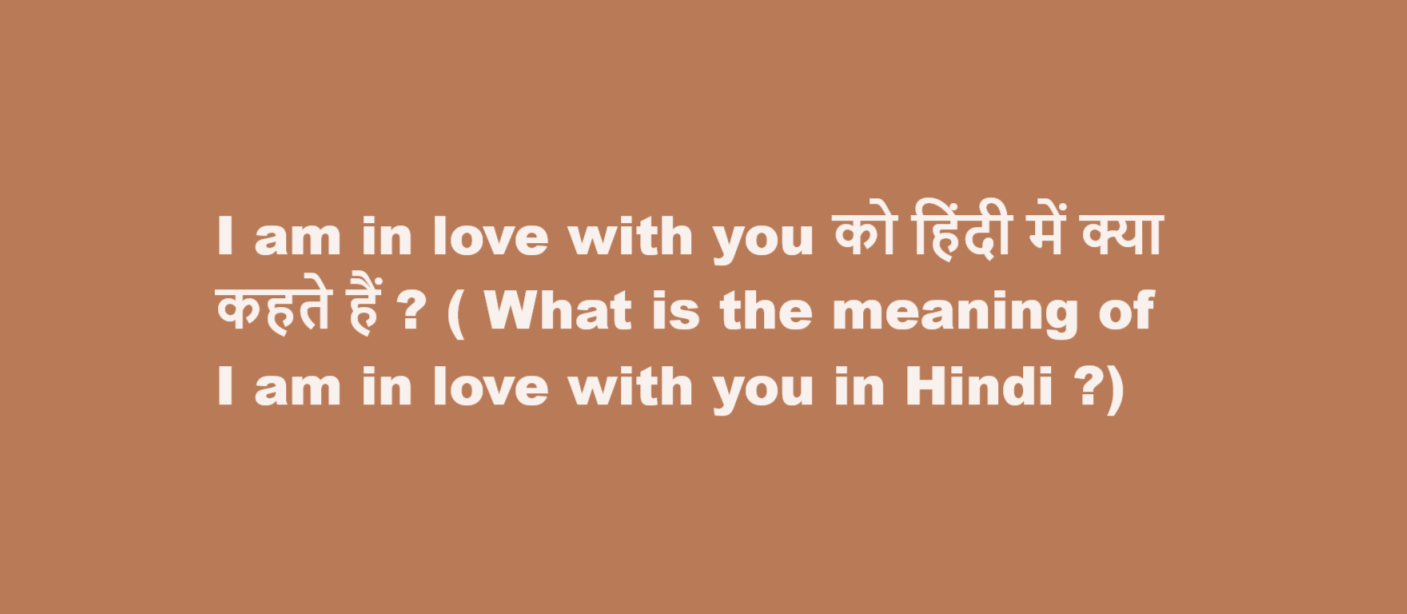 What is the meaning of I am in love with you in Hindi