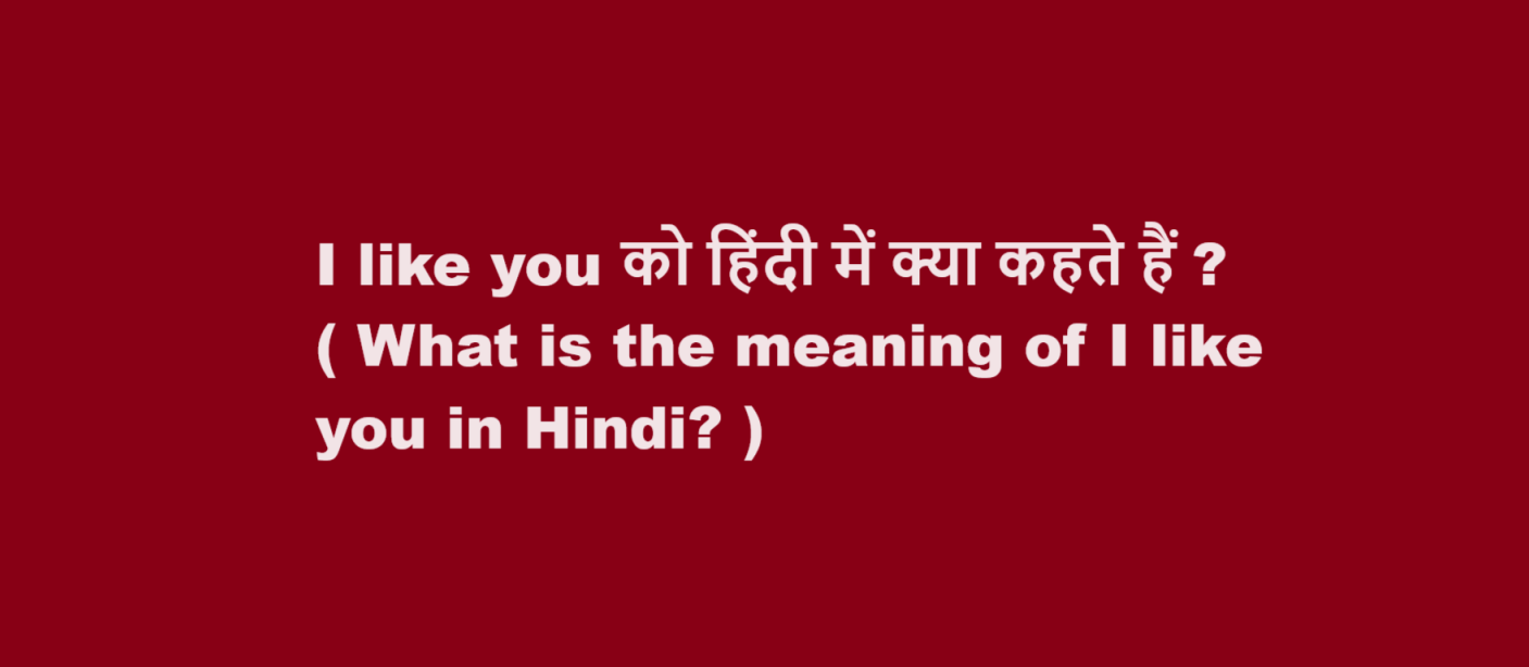 What is the meaning of I like you in Hindi