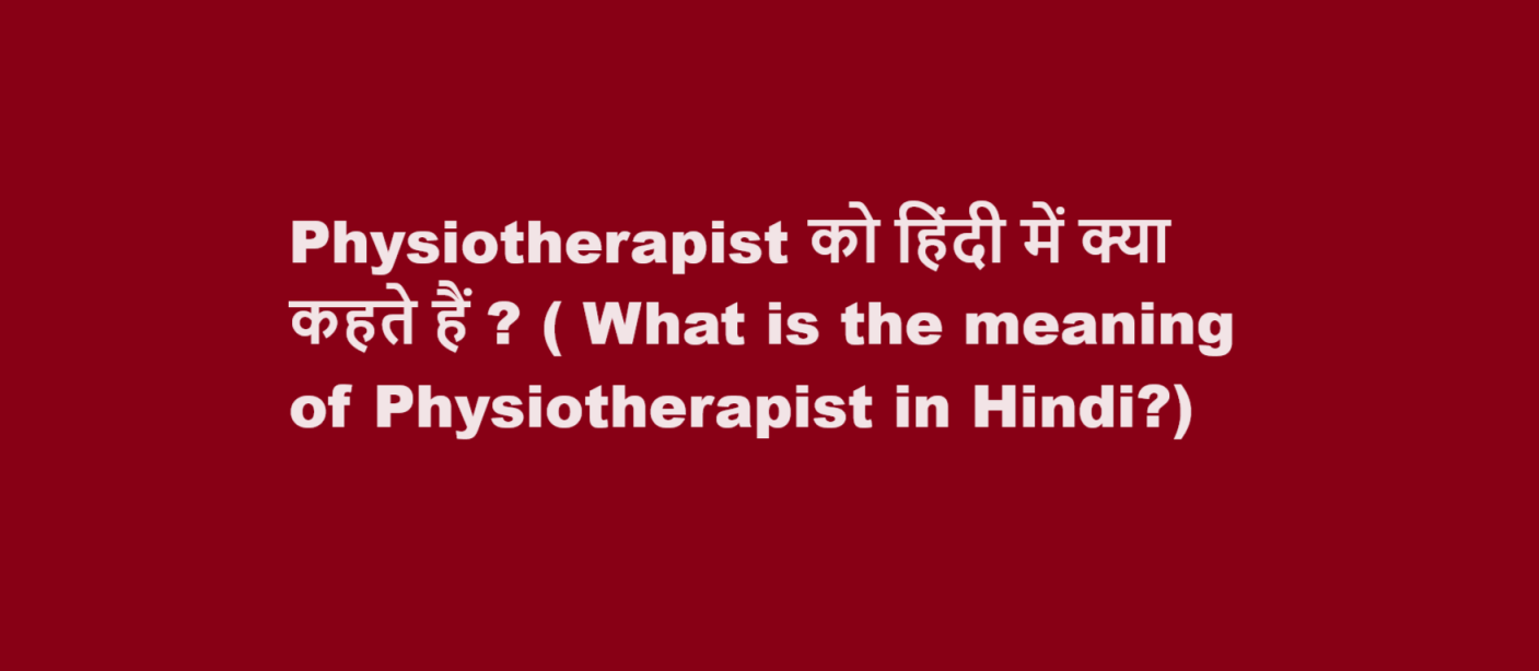 What is the meaning of Physiotherapist in Hindi