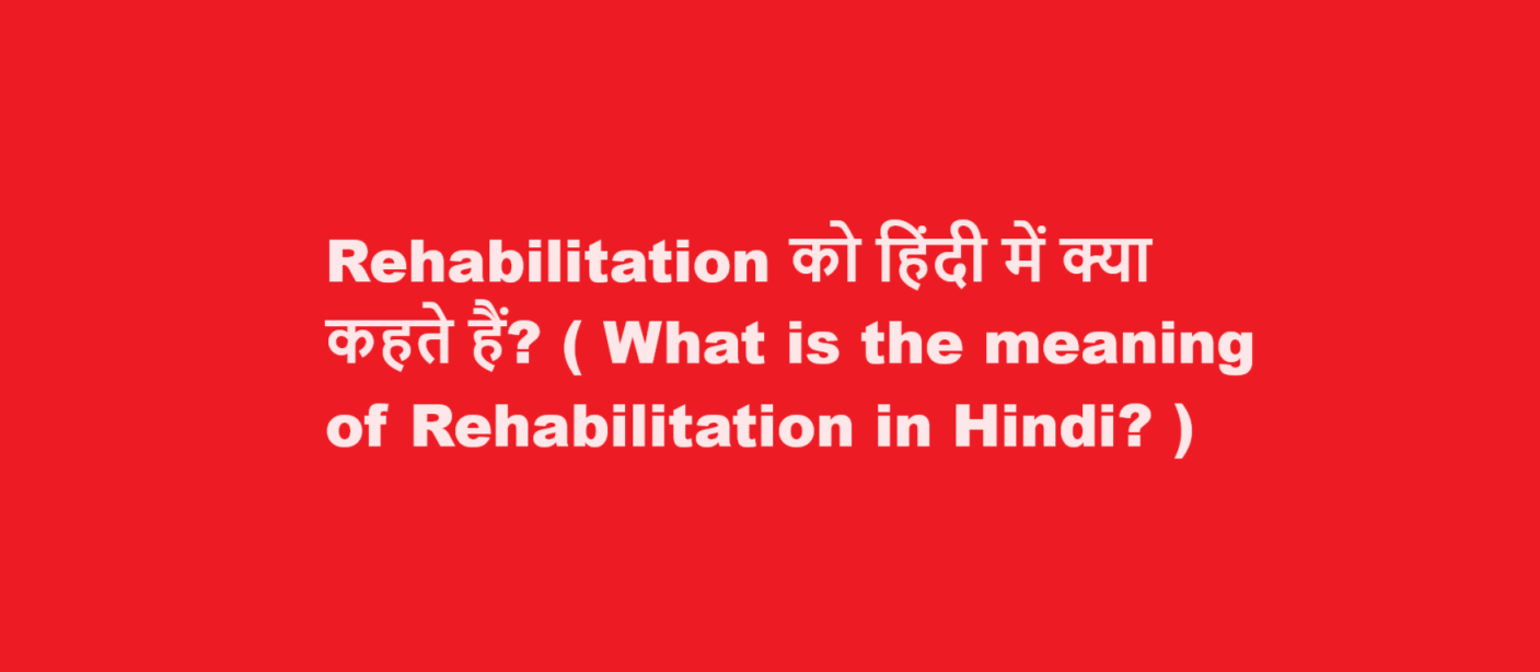 Rehabilitation को हिंदी में क्या कहते हैं? ( What is the meaning of Rehabilitation in Hindi? )