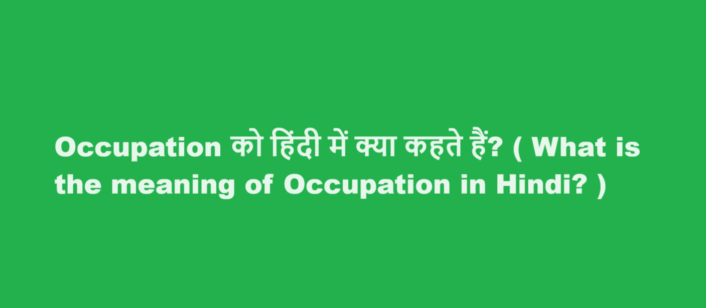 occupation meaning in hindi