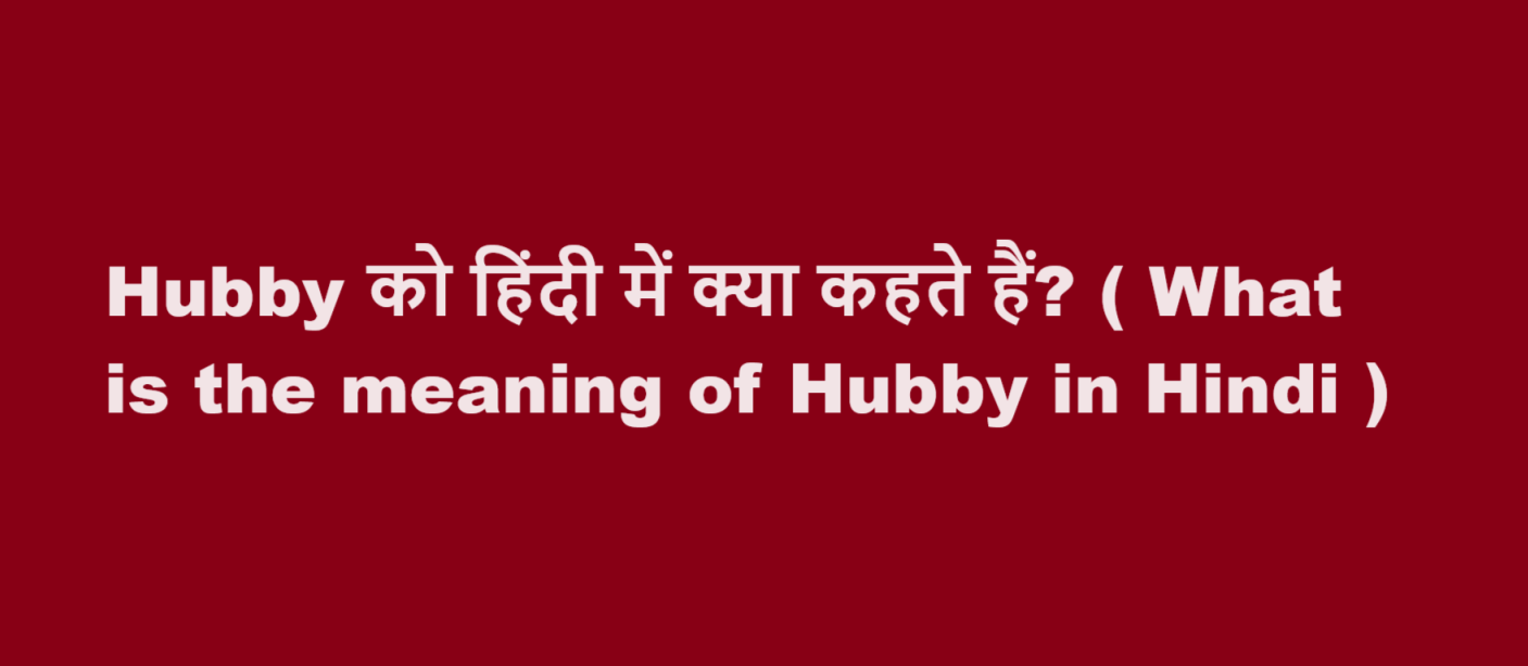 hubby meaning in hindi