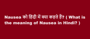 What is the meaning of Nausea in Hindi