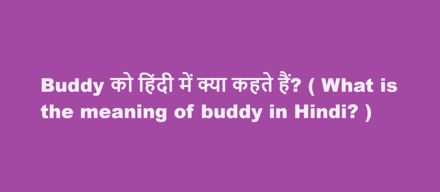 buddy meaning in hindi