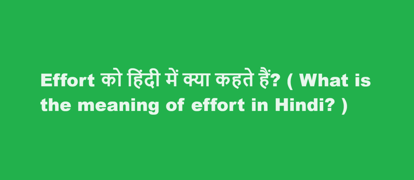 Effort को हिंदी में क्या कहते हैं? ( What is the meaning of effort in Hindi? )