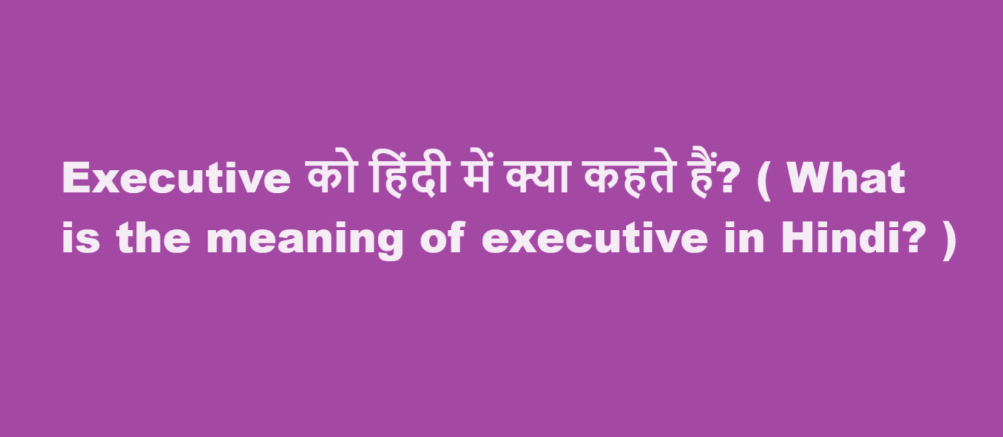 executive meaning in hindi