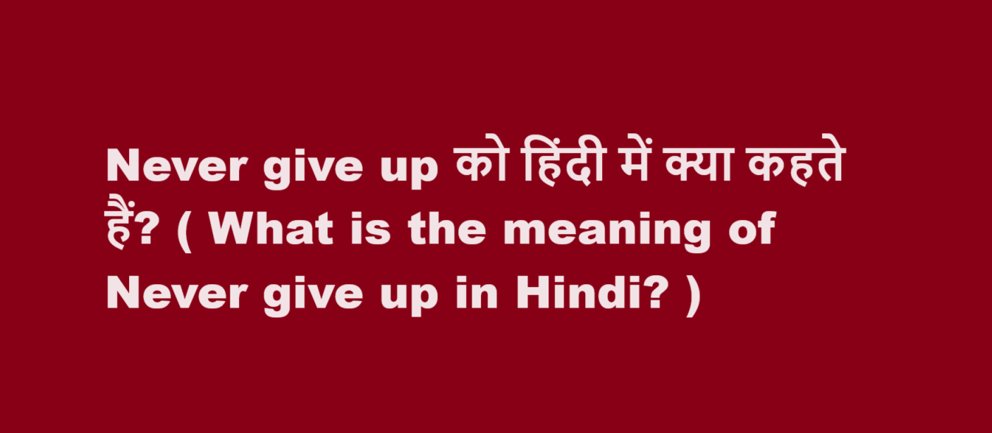 never give up meaning in hindi