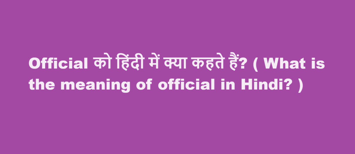 official meaning in hindi