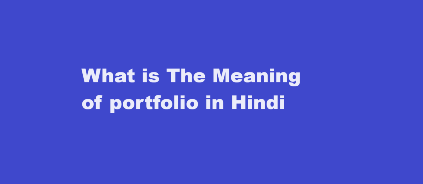 Portfolio को हिंदी में क्या कहते हैं? ( What is the meaning of portfolio in Hindi? )