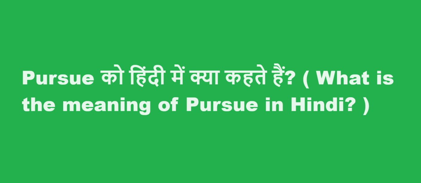 pursue meaning in hindi
